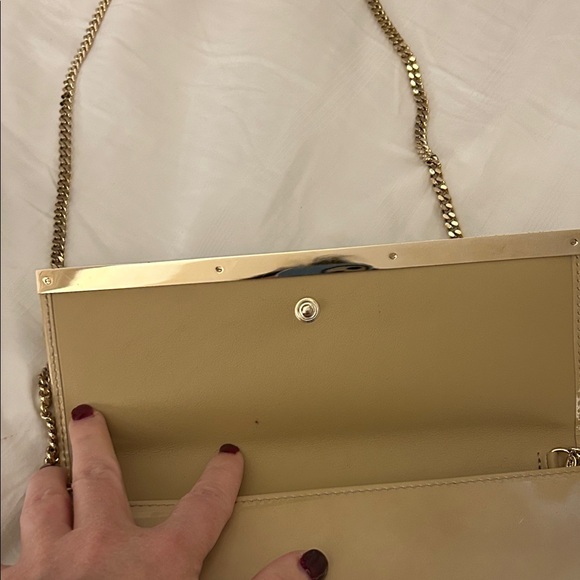 Jimmy Choo Tan cross body Patent Leather Clutch with Gold Chain - Picture 3 of 7